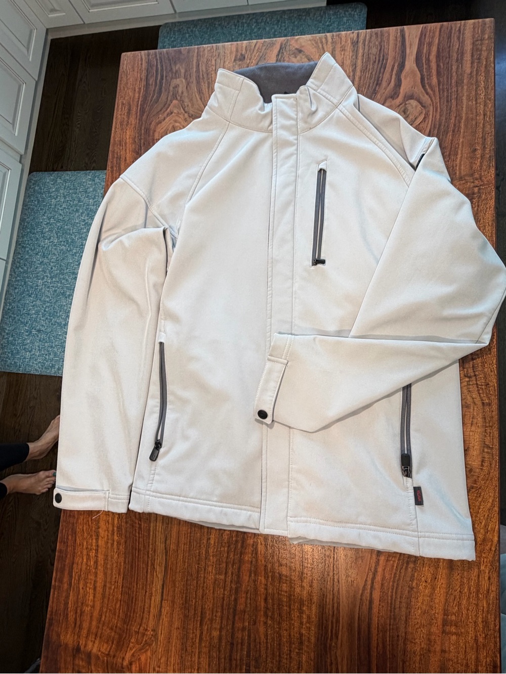 TUMI Men's Light Gray Softshell Fleece Lined Jacket